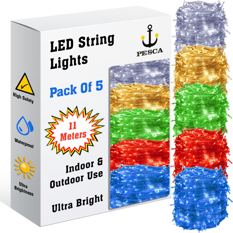 PESCA 40 LEDs 11 m Multicolor Steady String Rice Lights(Pack of 5)