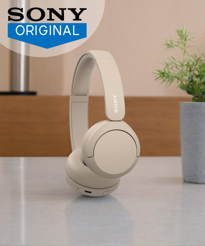 SONY WH-CH520 with 50 Hrs Playtime, DSEE Upscale, Multipoint Connection/Dual Pairing Bluetooth(Taupe, On the Ear)