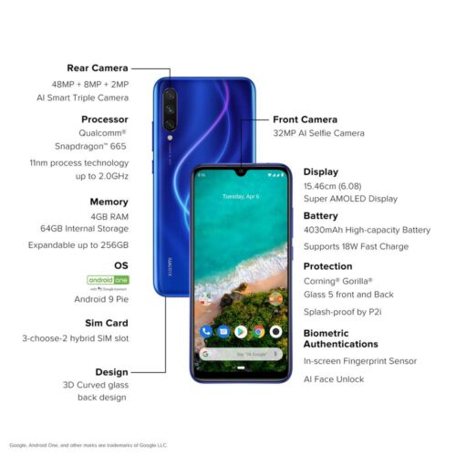 Xiaomi Mi A3 4GB RAM 64GB Storage 4030mAH Battery